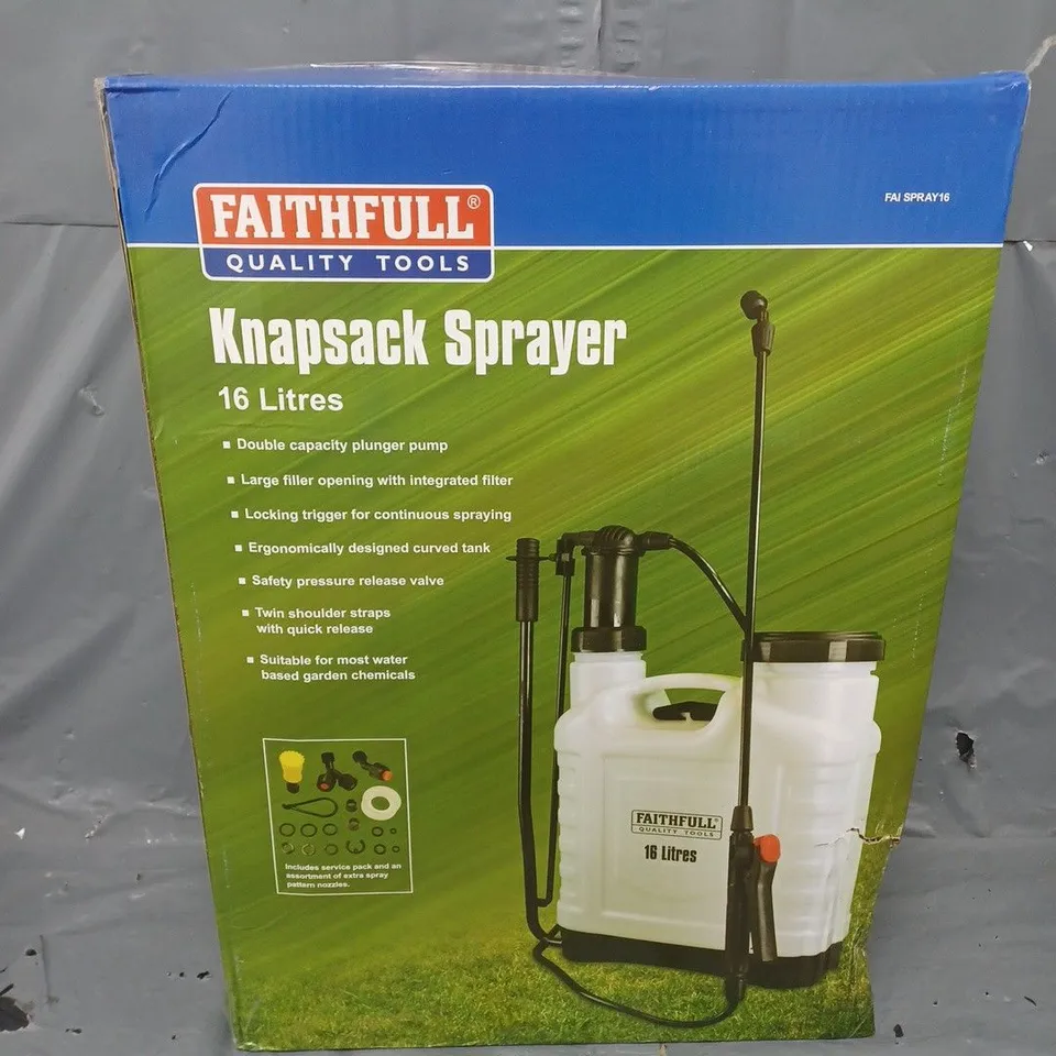 BOXED FAITHFULL QUALITY TOOLS KNAPSACK SPRAYER 16L 
