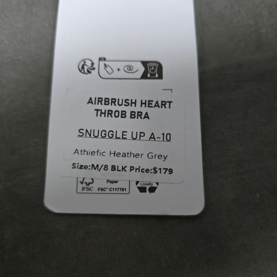 ALO YOGA AIRBRUSH HEART THROB BRA – SNUGGLE UP A-10, BLACK, UK 8