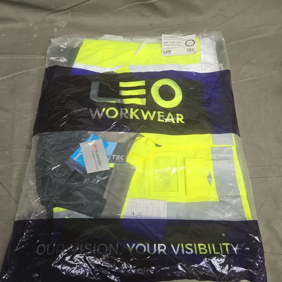 BAGGED LEO WORKWEAR CLOVELLY BREATHABLE EXECUTIVE ANORAK IN YELLOW/NAVY (A04-Y/NV-LEO) - LARGE