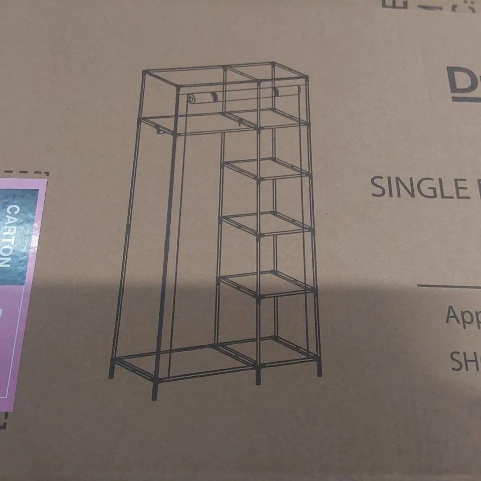 BOXED SINGLE FABRIC WARDROBE - GREY