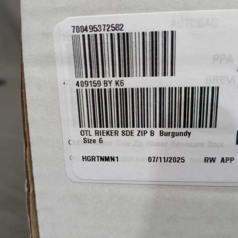 RIEKER WOMEN'S BURGUNDY LEATHER ANKLE BOOTS – LACE-UP WITH SIDE ZIP - SIZE 39