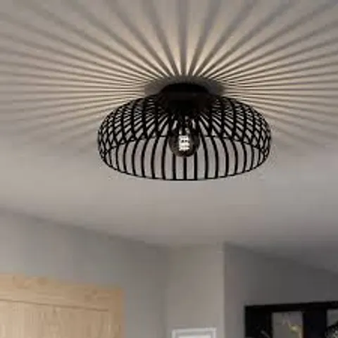 BOXED EGLO MOGANO 3 WIREFRAME BLACK FLUSH CEILING LIGHT 43cm