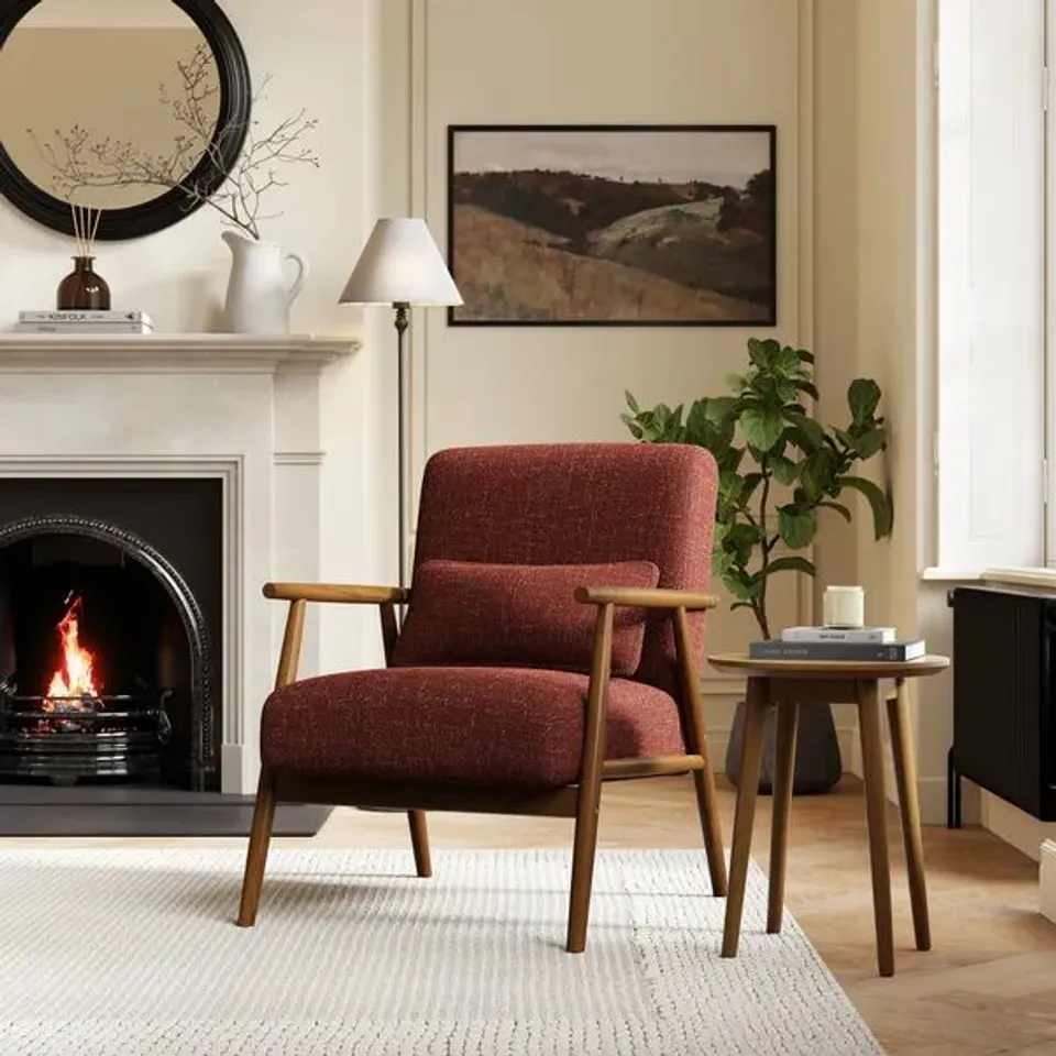 BOXED ALPINE SPINDLE MULTI TONE WEAVE OCCASIONAL CHAIR - ORANGE (1 BOX)