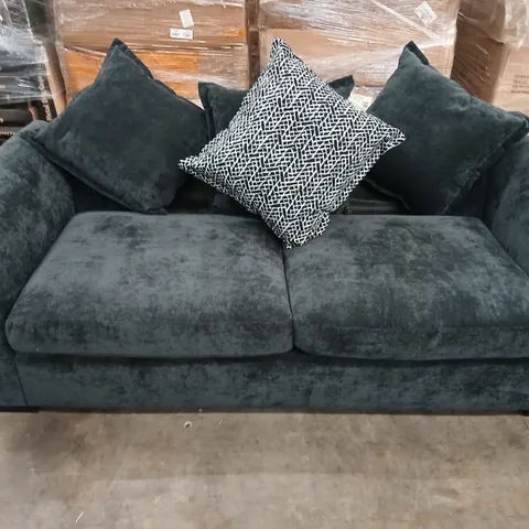 BLACK FABRIC TWO-SEAT SOFA WITH CUSHIONS