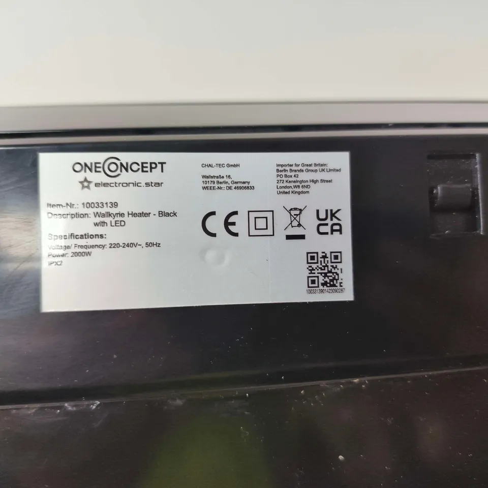 ONECONCEPT WALKYRIE HEATER - BLACK WITH LED