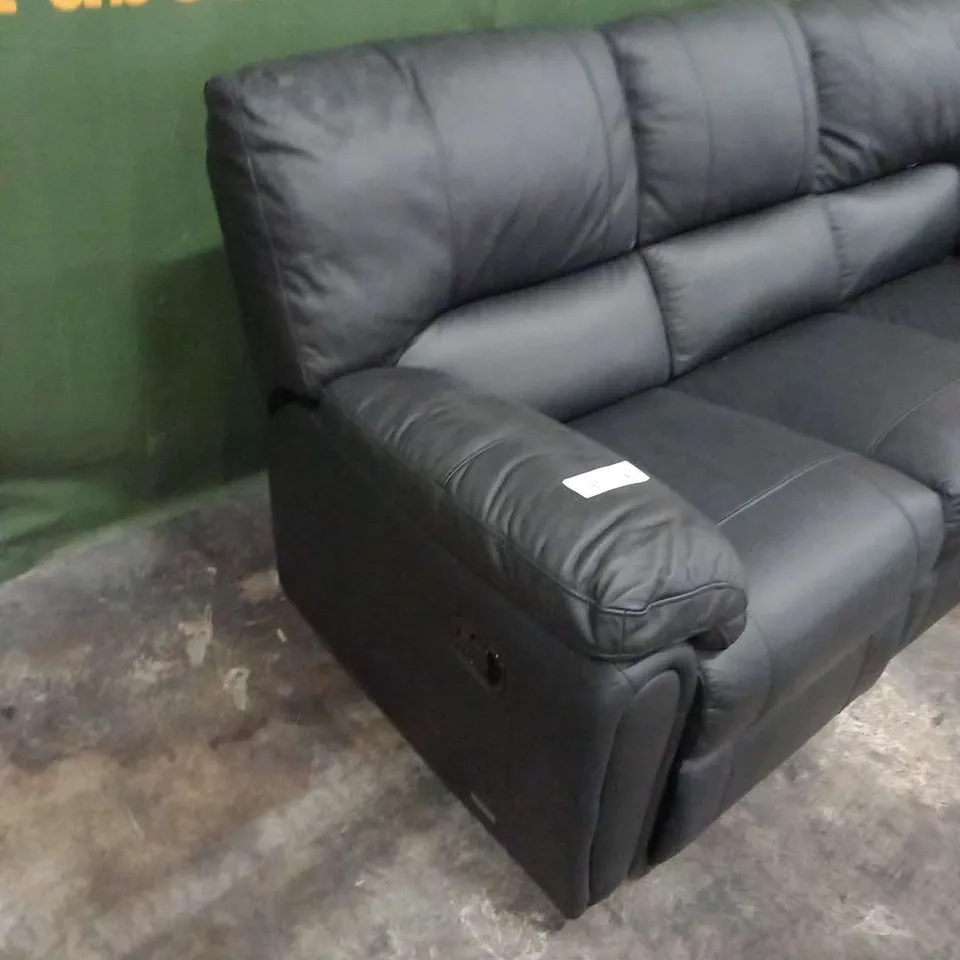 DESIGNER BLACK FAUX LEATHER MANUAL RECLINING THREE SEATER SOFA