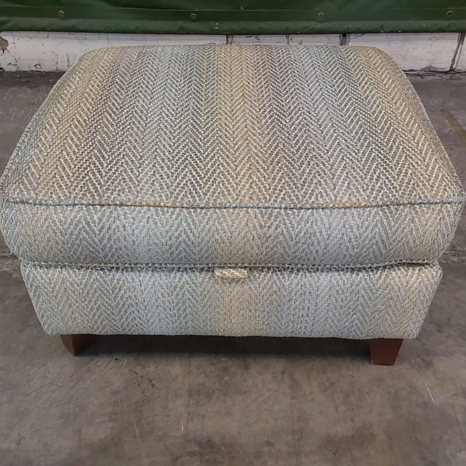 DESIGNER FABRIC UPHOLSTERED STORAGE FOOTSTOOL 