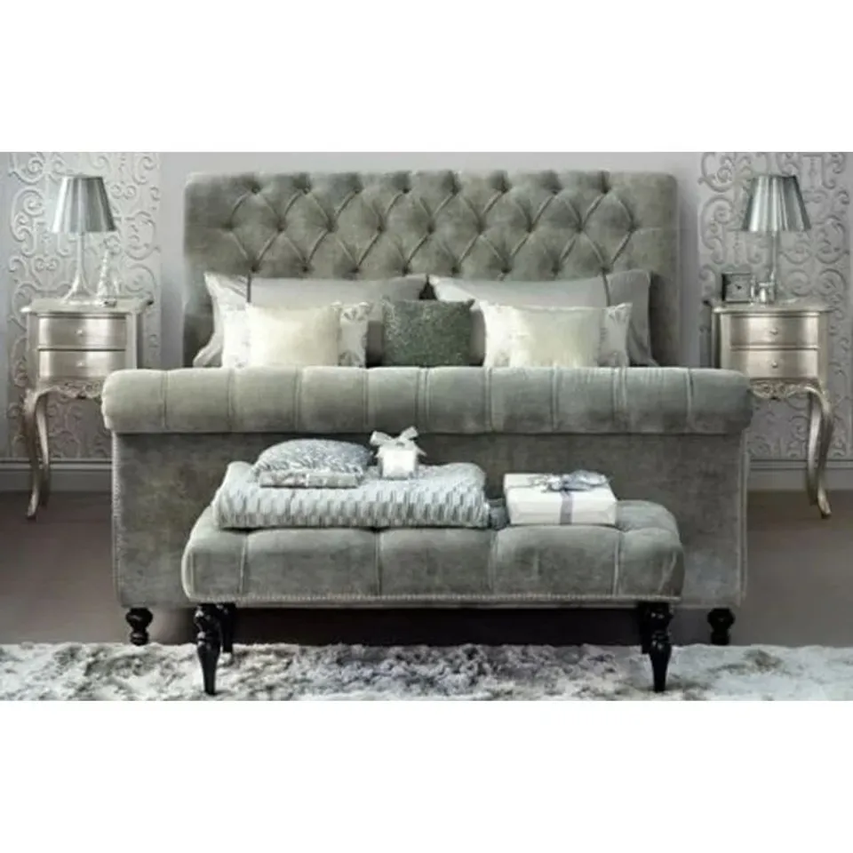 TIARA GREY UPHOLSTERED SLEIGH BED - 4 PACKS