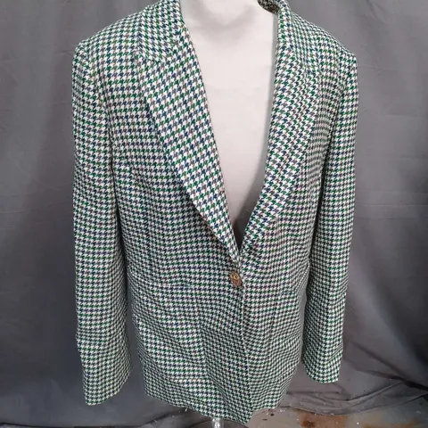 LK BENNETT BLAZER JACKET IN GREEN MULTI SIZE 14