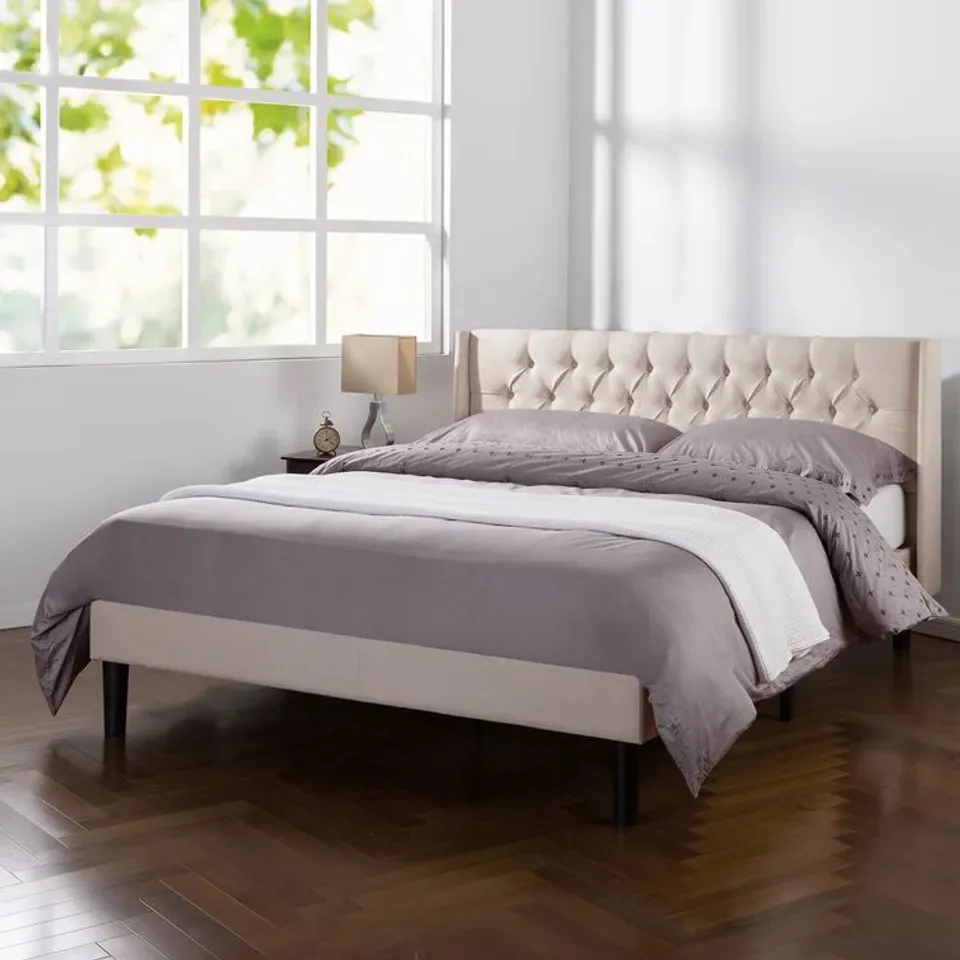 BRIANA UPHOLSTERED PLATFORM BED SIZE DOUBLE 4"