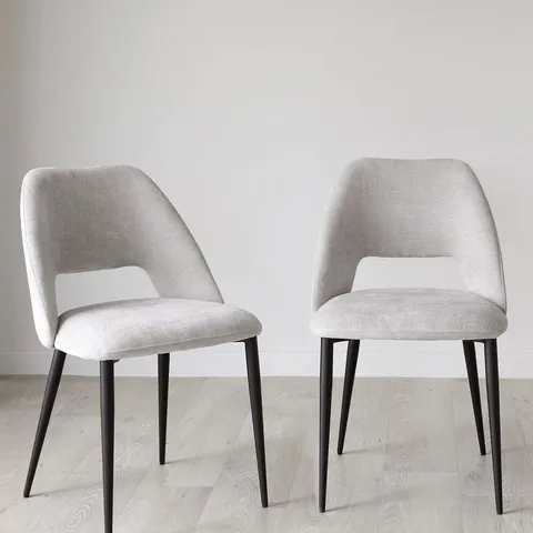 BOXED PAIR OF DANETTI LOTTIE MID GREY FABRIC DINING CHAIRS (1 BOX)
