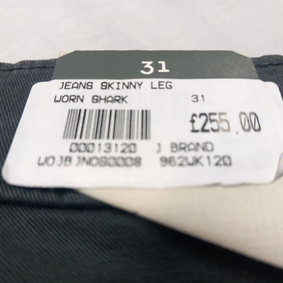 J BRAND AGNES WORN SHARK LOW RISE MODERN MOTO ZIP SKINNY LEG TROUSERS SIZE 32
