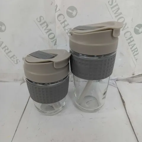 BOXED LOCK & LOCK SET OF 2 GLASS MUGS WITH SILICONE HANDLE 350ML & 500ML