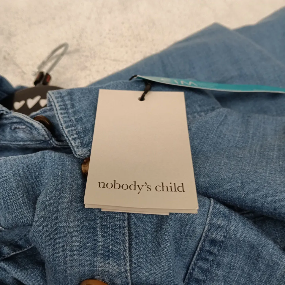 NOBODY'S CHILD CALEB DENIM SHIRT DRESS – MID WASH, UK 12 (EU 40, USA 8)