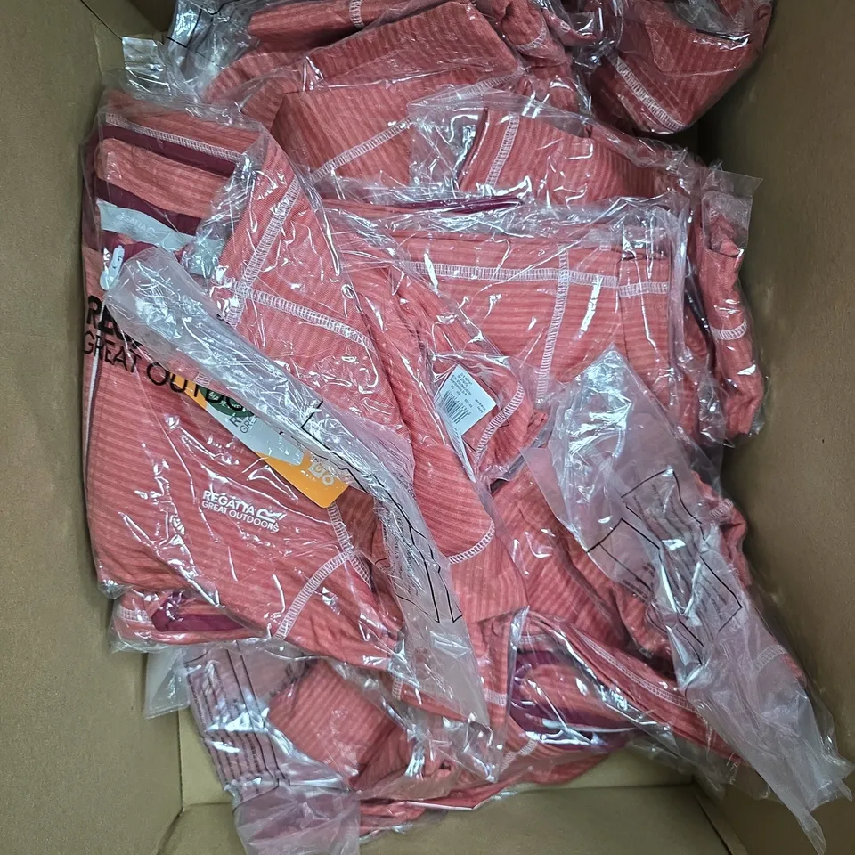 APPROXIMATELY 48 ASSORTED BRAND NEW REGATTA CHILDRENS CLOTHING ITEMS IN VARIOUS SIZES, STYES & COLOURS TO INCLUDE BERLEY TOPS, BAMBINO JACKET ETC 