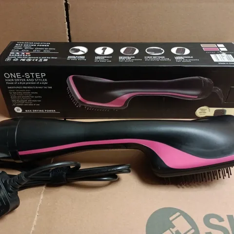 ONE-STEP HAIR DRYER AND STYLER – BLACK WITH PINK ACCENTS