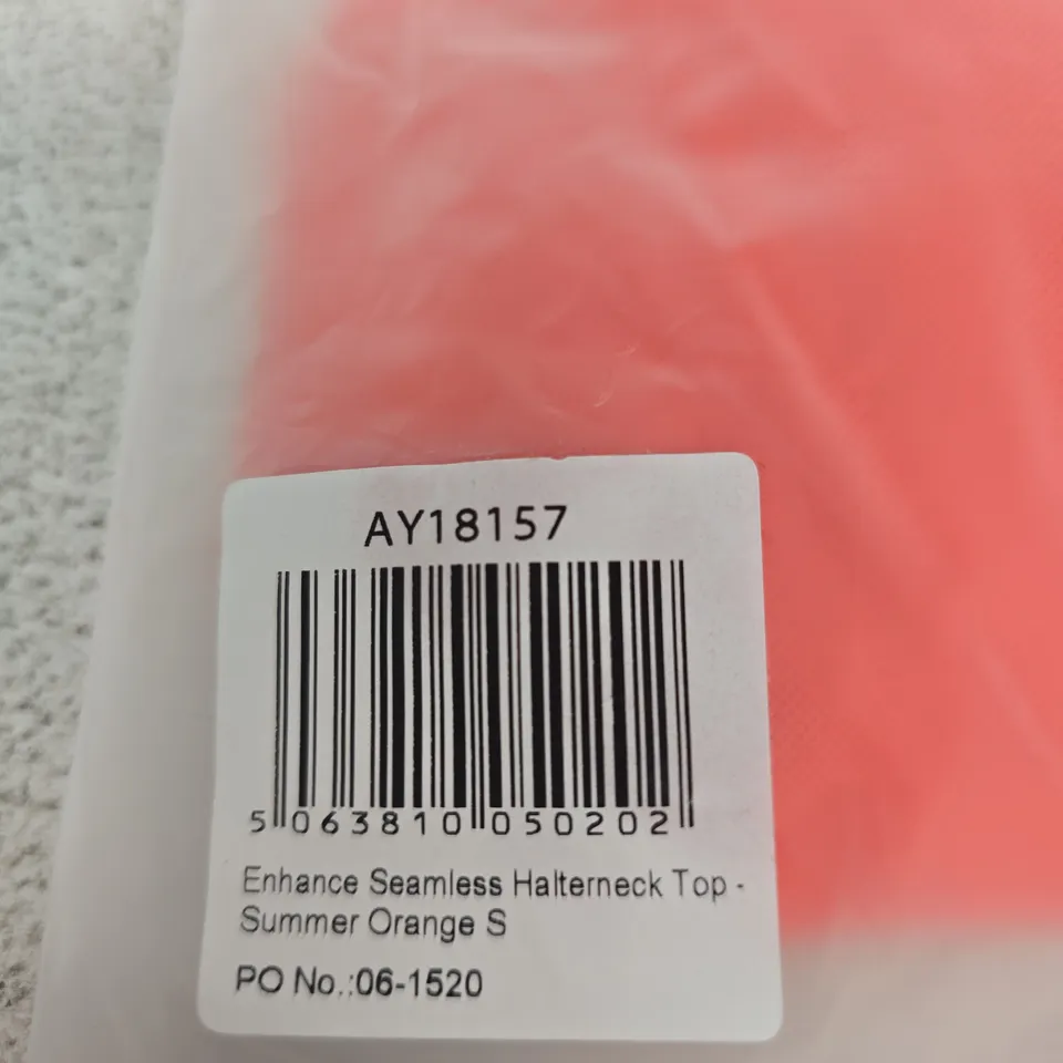 BAGGED AYBL ENHANCE SEAMLESS HALTERNECK TOP – SUMMER ORANGE - SIZE SMALL