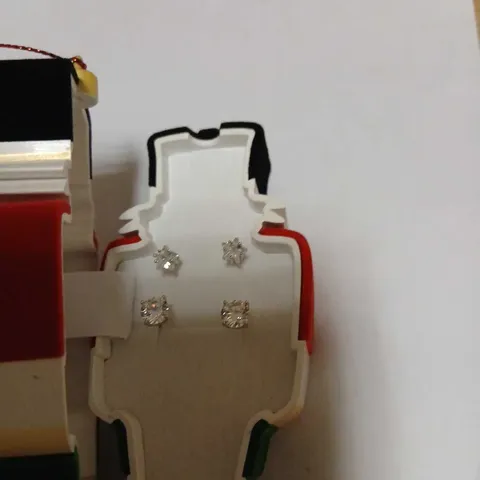 DIAMONIQUE 3.8CT TW STUD EARRINGS SET IN NUTCRACKER BAUBLE STERLING SILVER 