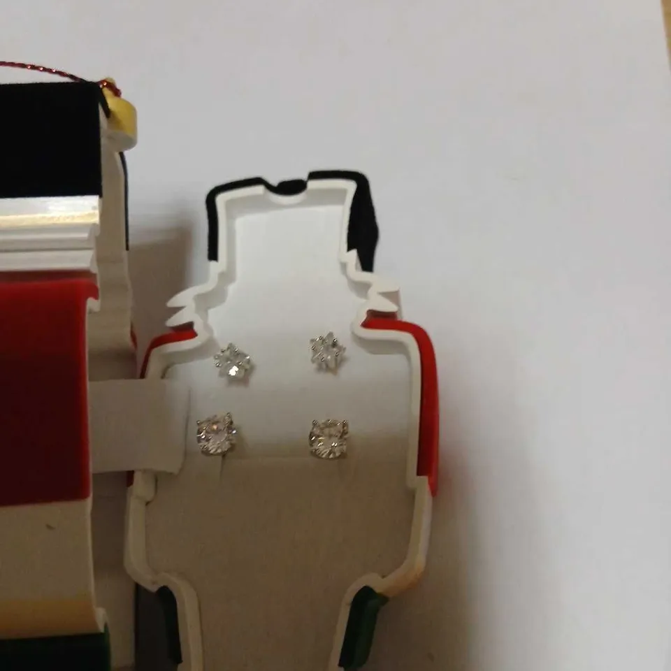 DIAMONIQUE 3.8CT TW STUD EARRINGS SET IN NUTCRACKER BAUBLE STERLING SILVER 