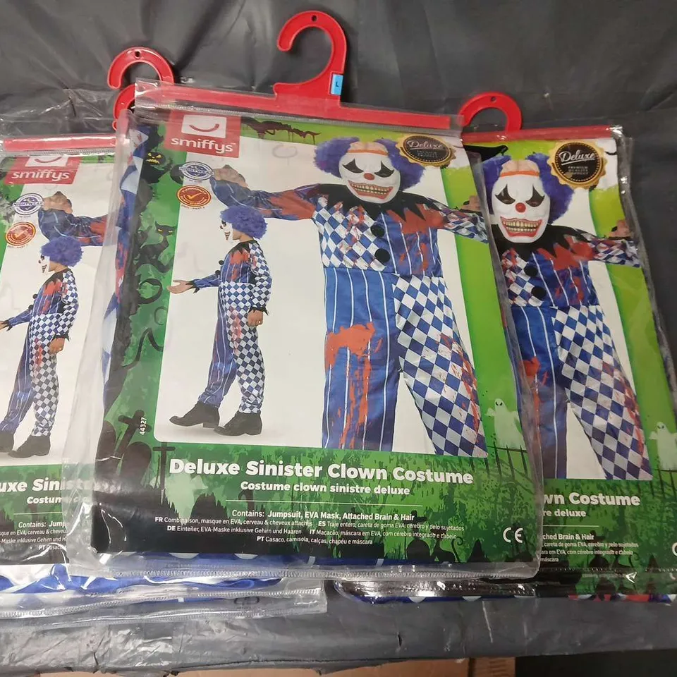 LOT OF 10 CLOWN THEMED HALLOWEEN COSTUMES - 2 DESIGNS VARIOUS SIZES