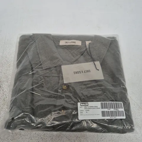 BAGGED ONLY & SONS KHAKI KNITTED SHORT SLEEVE POLO SHIRT – UK XL
