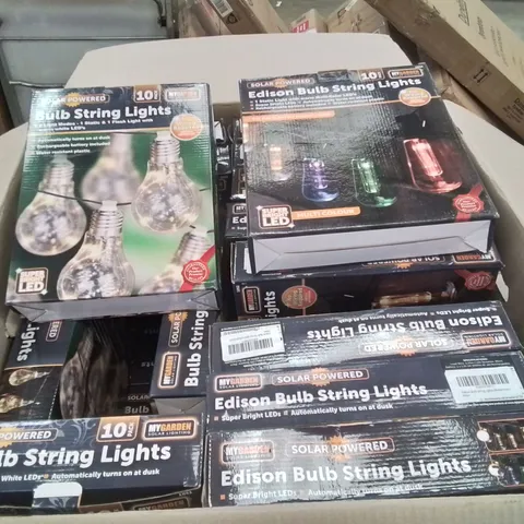 BOX CONTAINING APPROXIMATELY 30 BRAND NEW BULB AND EDISON BULB STRING LIGHTS