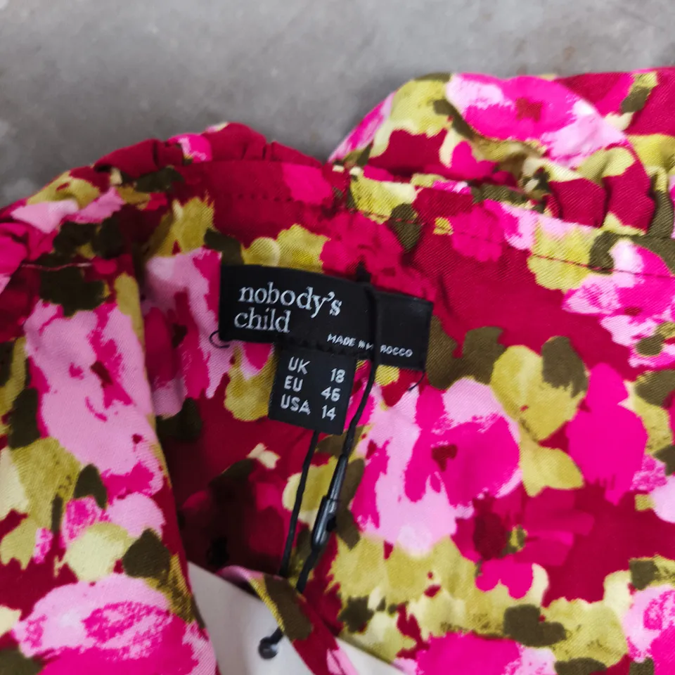 NOBODYS CHILD LIBBY MIDI DRESS IN PINK/RED FLORAL - UK 18