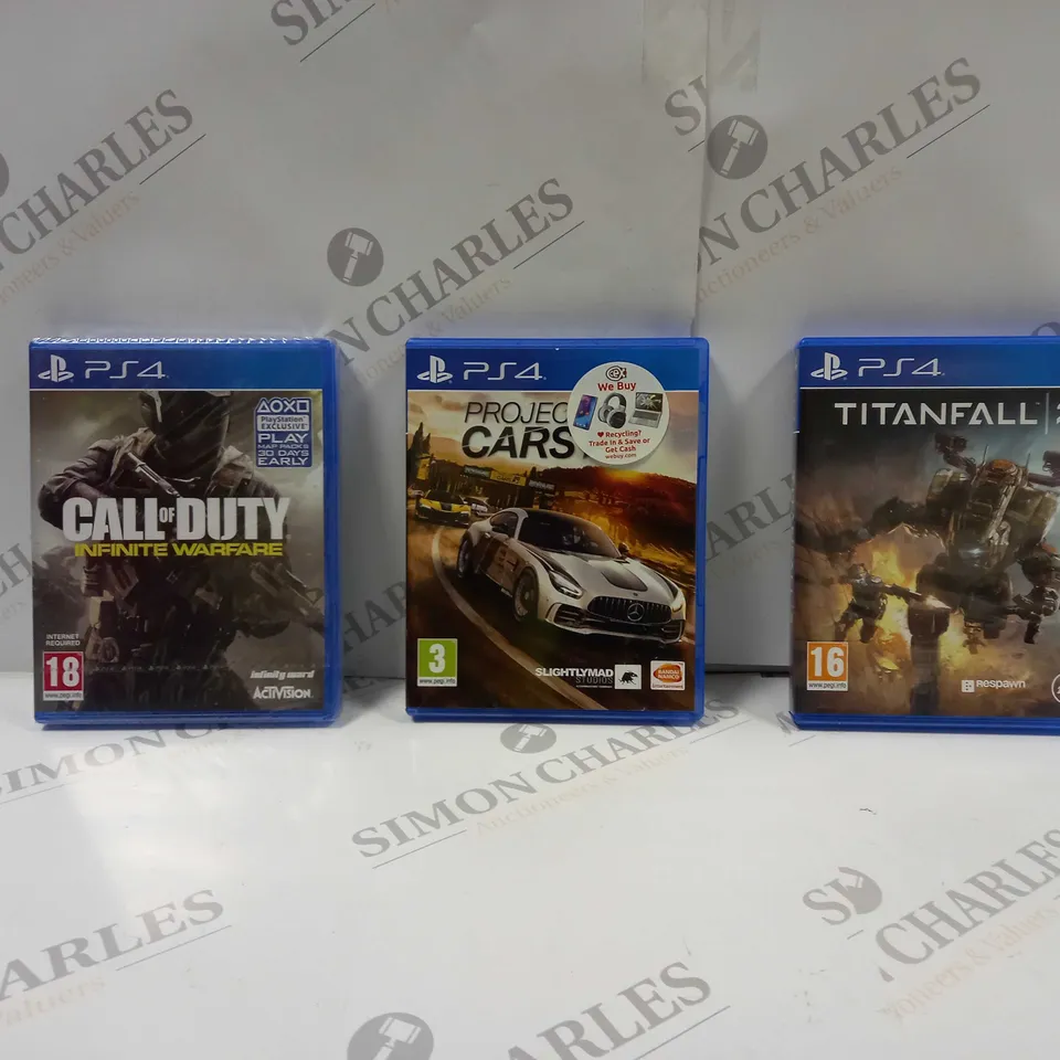3 X BOXED ASSORTMENT OF PS4 GAMES. INCLUDES TITANFALL 2, CALL OF DUTY ETC 
