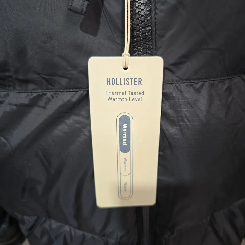 HOLLISTER PUFFER JACKET – BLACK, THERMAL WARMTH TESTED, XL, MADE IN INDONESIA