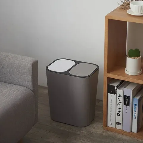 BOXED BOCK PLASTIC SWING TOP MULTI-COMPARTMENT RUBBISH & RECYCLING BIN