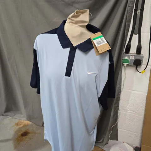 NIKE DRI-FIT POLO SHIRT – LIGHT BLUE WITH NAVY TRIM, MEN'S XL