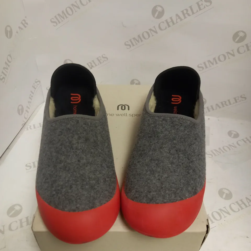 MAHABIS HOME CLASSIC RED/GREY SLIPPER UK 8.5/9 