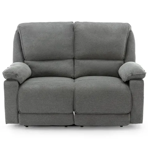 BOXED SYDNEY GREY MANUAL 2 SEATER FABRIC RECLINER SOFA