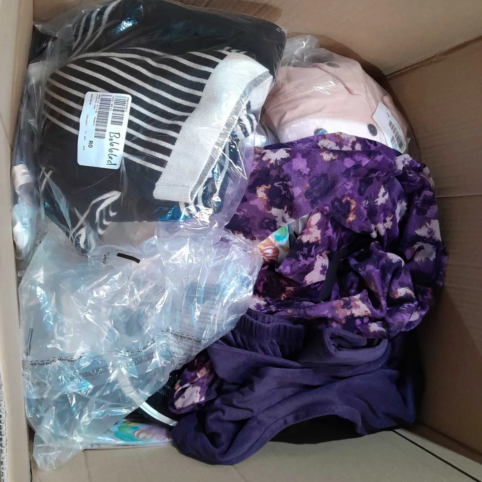 BOX OF APPROX 35 ASSORTED ITEMS TO INCLUDE - D&CO JACKET - PYJAMA SET REG - KNITTED SWEATER ECT 