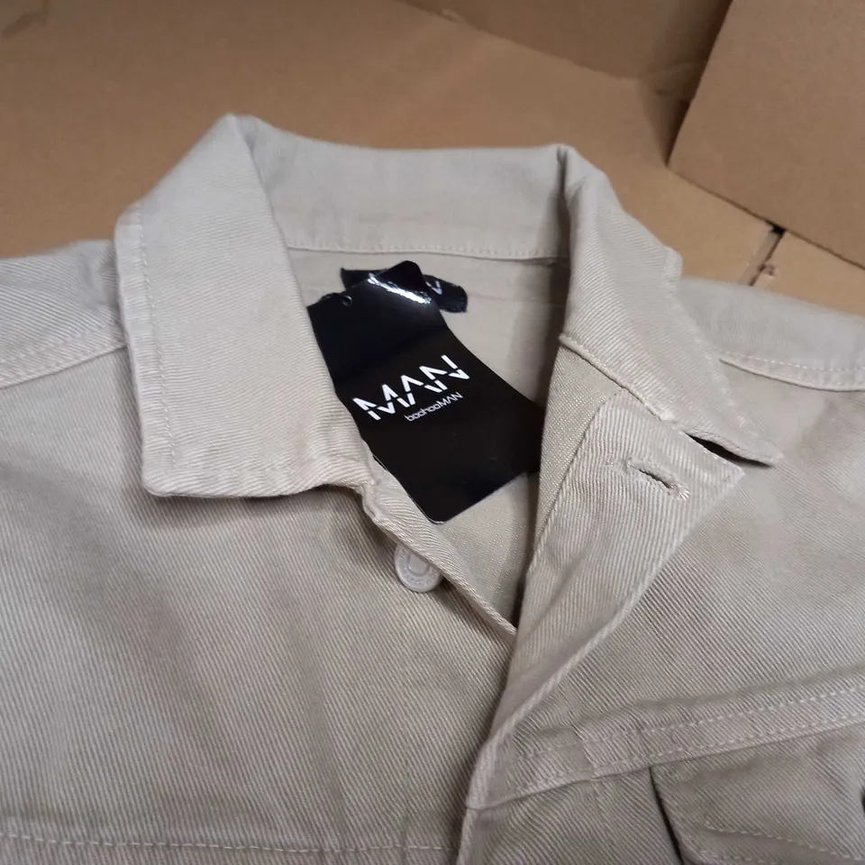 BOOHOO STONE OVERDYE WASHED DENIM JACKET - SMALL