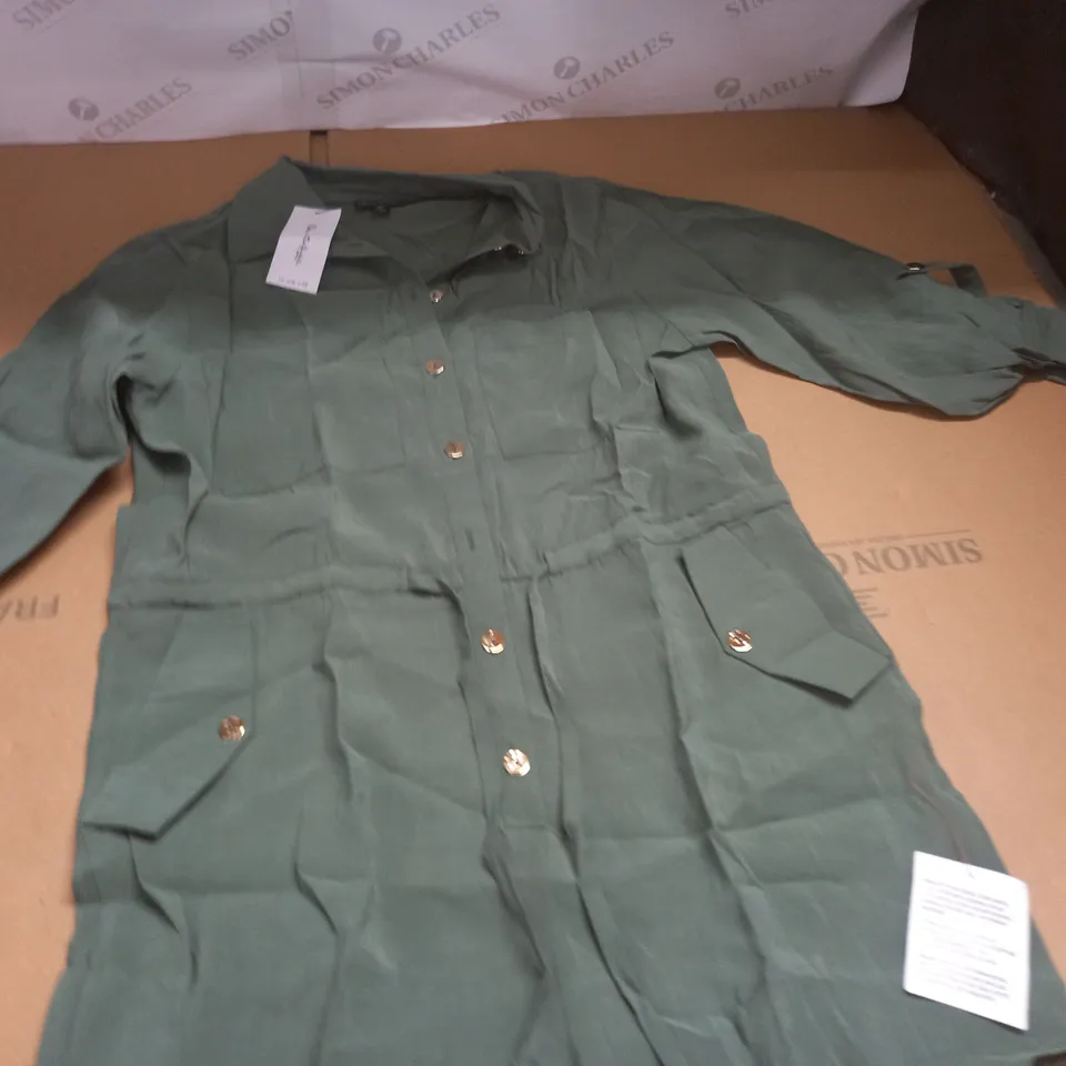 MISS SELFRIDGES BELTED UTILITY PLAYSUIT IN SAGE - UK 10