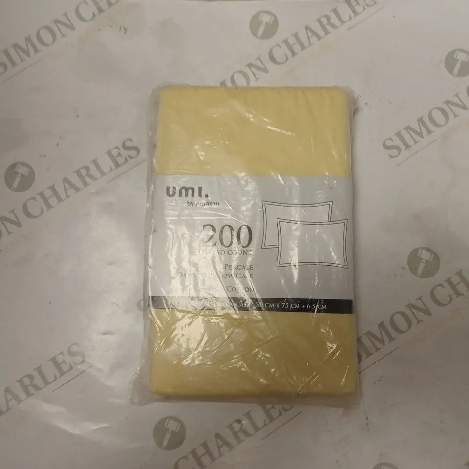 UMI 200 THREAD COUNT PERCALE OXFORD PILLOW CASE 2 PACK - PALE SUNSHINE