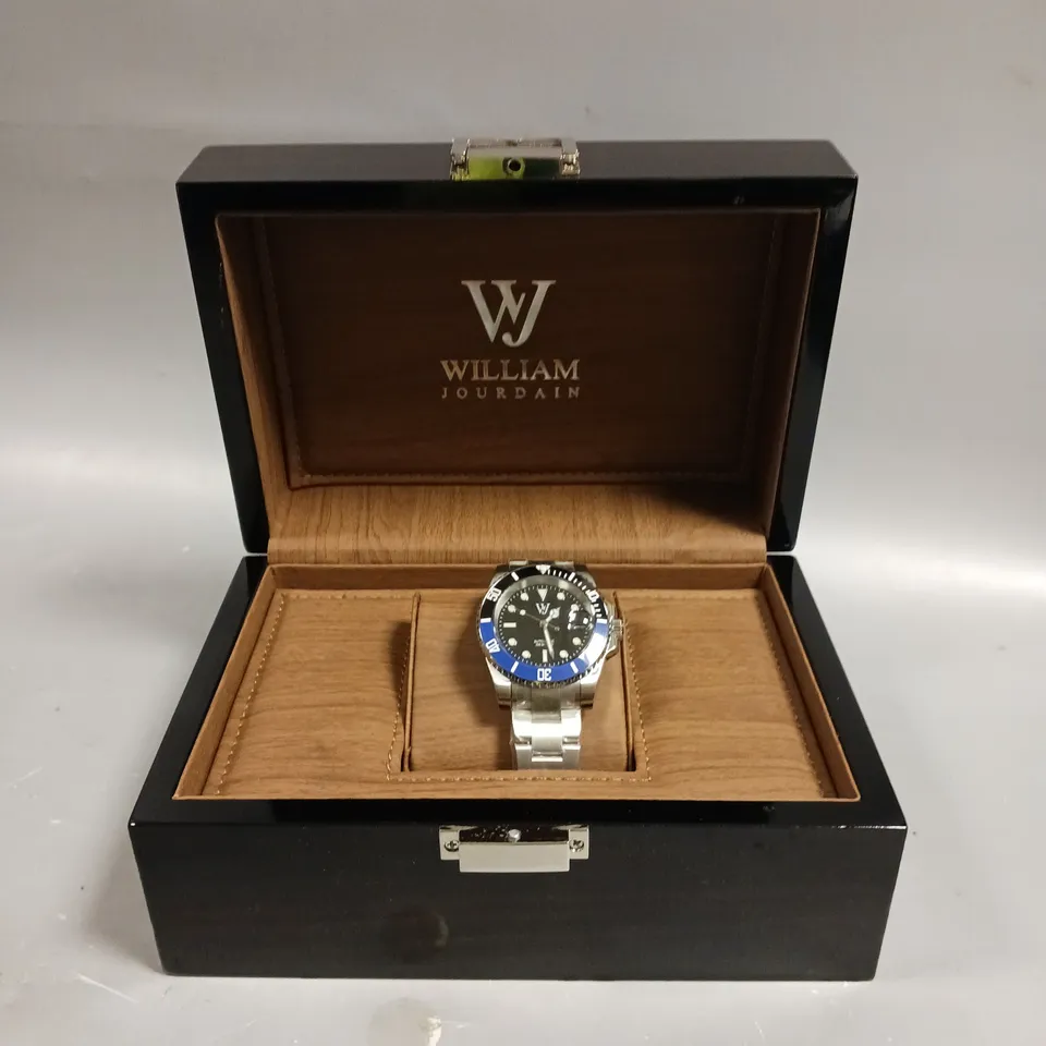 MENS WILLIAM JOURDAIN ULTRA DIVER – NH35 AUTOMATIC MOVEMENT - 200 METER WATER RESISTANT – STAINLESS STEEL CASE & STRAP – SAPPHIRE CRYSTAL – CERAMIC BEZEL