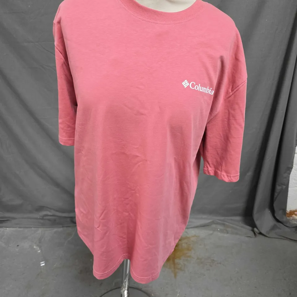 COLUMBIA BACK GRAPHIC TEE IN PINK SIZE XS