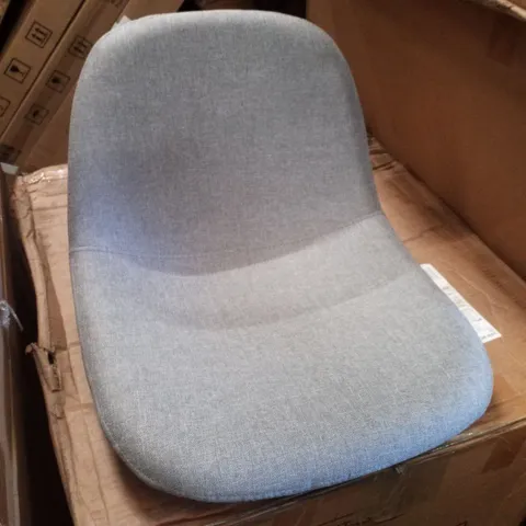 BOXED PAIR OF LIGHT GREY FABRIC DINING CHAIRS