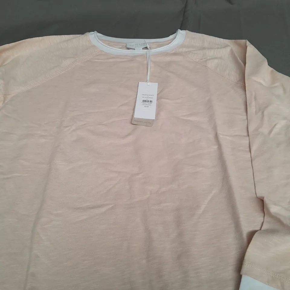 WHITE LABEL DOUBLE LAYER ROLL TRIM JERSEY TOP - SIZE 10