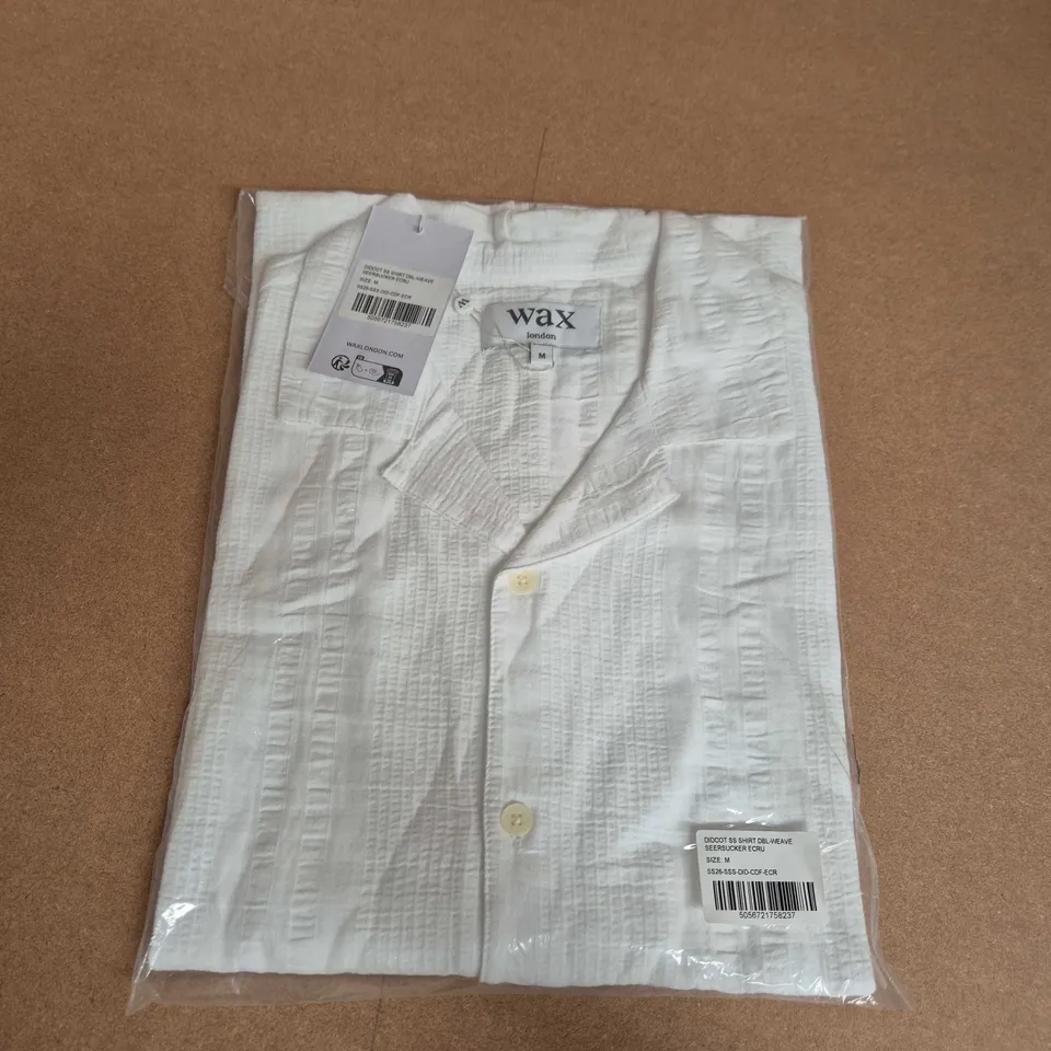 BAGGED WAX LONDON DIDCOT SS SHIRT DBL-WEAVE SEERSUCKER IN ECRU - MEDIUM