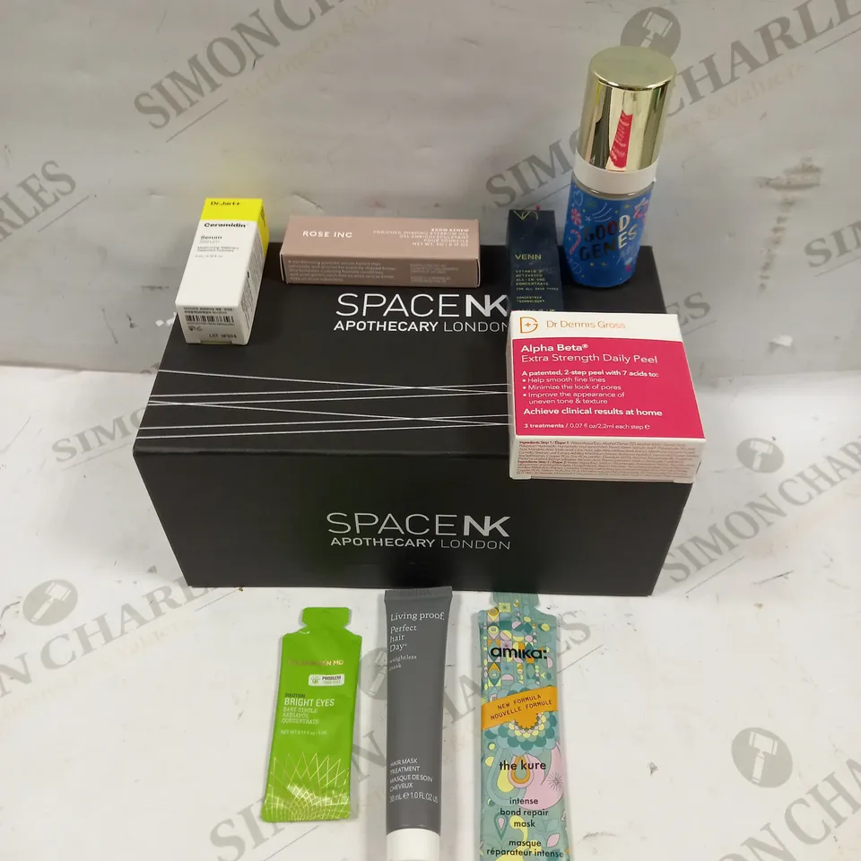 SPACENK APOTHECARY LONDON PERSONALISED BEAUTY GIFT SET TO INCLUDE ROSE INC BROW RENEW, DR.JART CERAMIDIN SERUM, LIVING PROOF HAIR MASK ETC