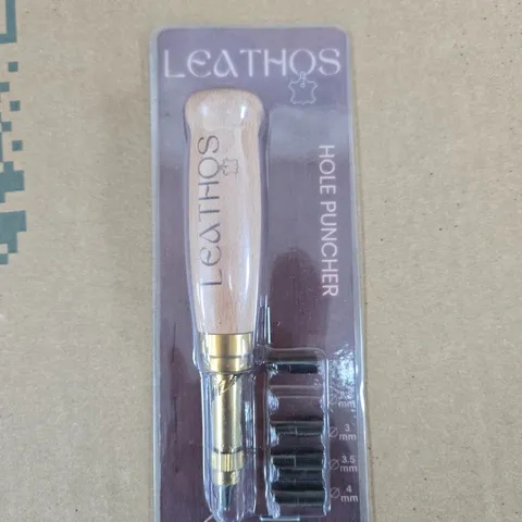 LEATHOS LEATHER HOLE PUNCHER WITH INTERCHANGEABLE WHEEL ATTACHMENTS - WOODEN HANDLE - 2-4 MM (IN PACKAGING)