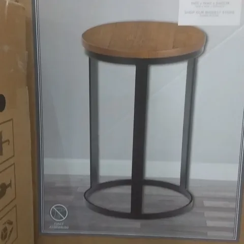 BOXED JACKSON DRUM SIDE TABLE IN RUSTIC PINE - H60 X W40 X D40CM
