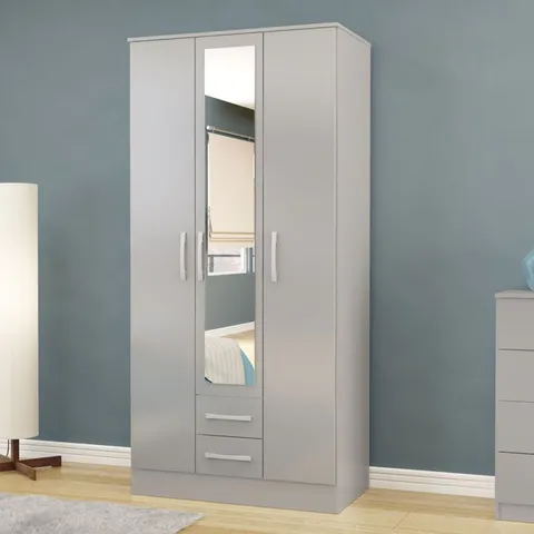 BOXED BIRLEA LYNX GREY 3 DOOR COMBI WARDROBE (2 BOXES)