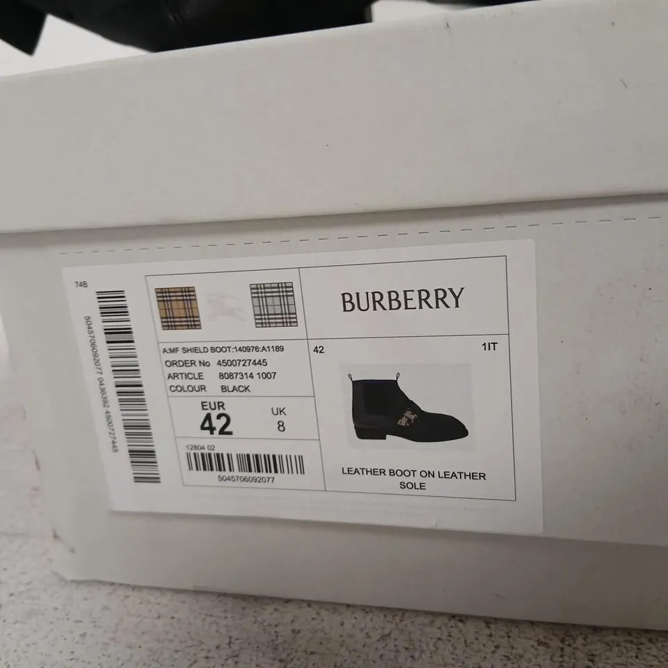 BURBERRY LEATHER ANKLE BOOTS WITH BUCKLE STRAP – BLACK, UK 8 (EU 42)