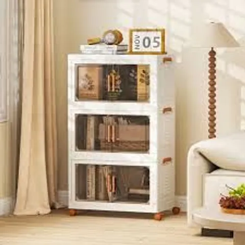 BOXED 156L STACKABLE PLASTIC COLLAPSIBLE STORAGE BINS WITH LIDS