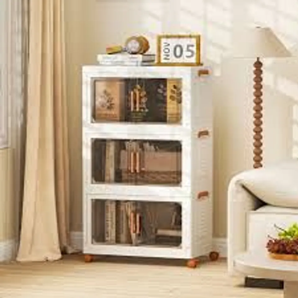 BOXED 156L STACKABLE PLASTIC COLLAPSIBLE STORAGE BINS WITH LIDS