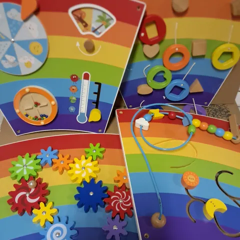 LOT OF 4 WOODEN PRESCHOOL ACTIVITY BOARDS